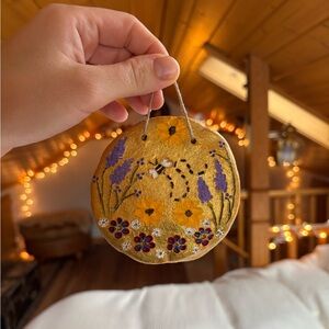 Handcrafted Homemade Pottery Floral Wall Hanging